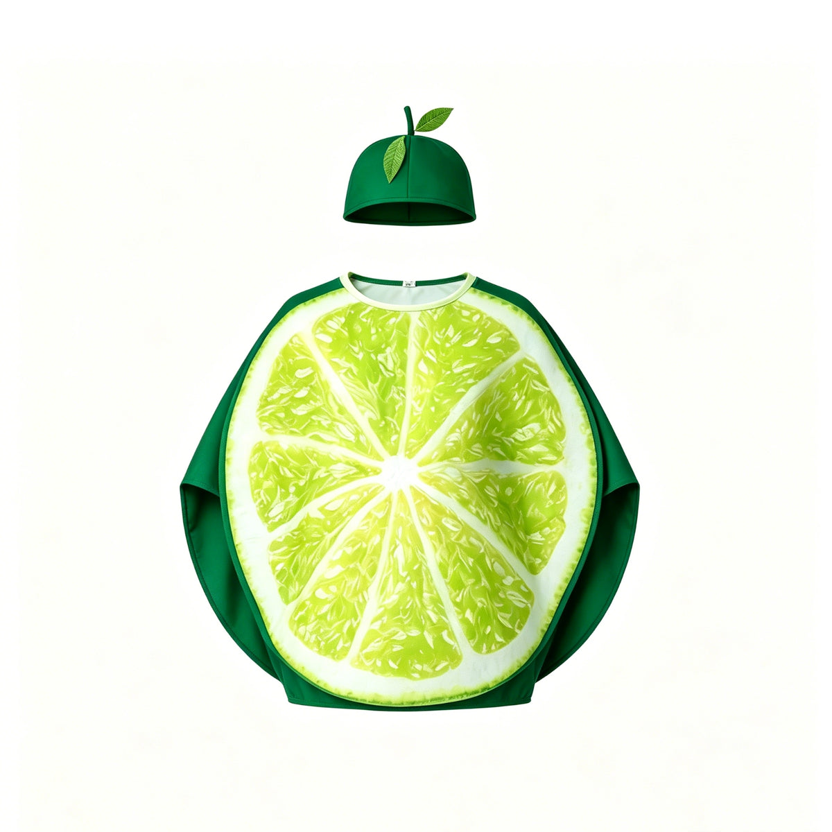 Lime Costume One-Size-Fits-Most Lime Outfit with Hat Cape-Style for Cosplayers
