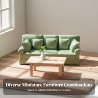 1:64 Scale Sofa Collectible 1:87 Scale Table and Chairs Miniature Living Room Set Realistic Intricacy Tiny Furniture Set