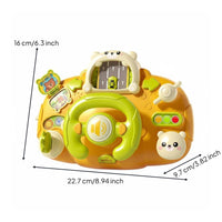 Interactive Play Stroller Steering Wheel Toy Lights and Sounds Baby Driving Simulator Multifunctional Bear Themed Driving Console Early Educational for Travel