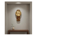 Chinese Theme Wall Clock Solid Wood Frame Decorative Crystal Clock Copper Accents Home Decor for Living Room, Bedroom, Hallway