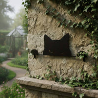 Black Feline Wall Decor Minimalist Black Cat Wall Art Decoration Flat for Halloween, Porch, Garden