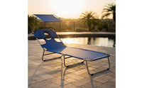 Foldable Design Folding Chaise Lounge Anti-Slip Feet Portable Tanning Chair Removable Pillow Lay Flat Beach Lounger Heavy Duty for Patio, Balcony, Poolside