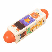 Wooden Twist Cube Sensory Twist Block Puzzle Twisting Cube Compact Picture Matching Toy Lightweight for Toddlers, Travel