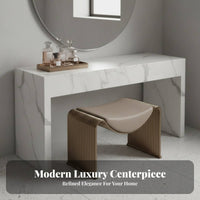 Italian Inspired M-Shaped Vanity Stool Modern Minimalist Design Indoor Seating fashion-forward design Ottoman Upholstered for Interior Designers, Apartment Dwellers, Living Room, Entryway, Walk-in Closet, Home Office