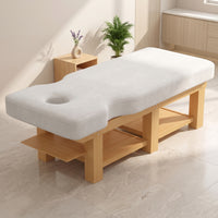 Massage Table with Storage Shelf Professional Spa Bed with Shelves Comfortable Stationary Massage Table for Masseuses, Estheticians, Salon