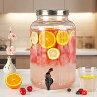 Cold Water Dispenser with Infuser, High Borosilicate Glass Beer Dispenser, Large Capacity Juice Dispenser for Party, Modern Minimalist Style