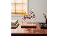 Rearing Horse Statue Collectible Wood Base Horse Figurine Hand Carved