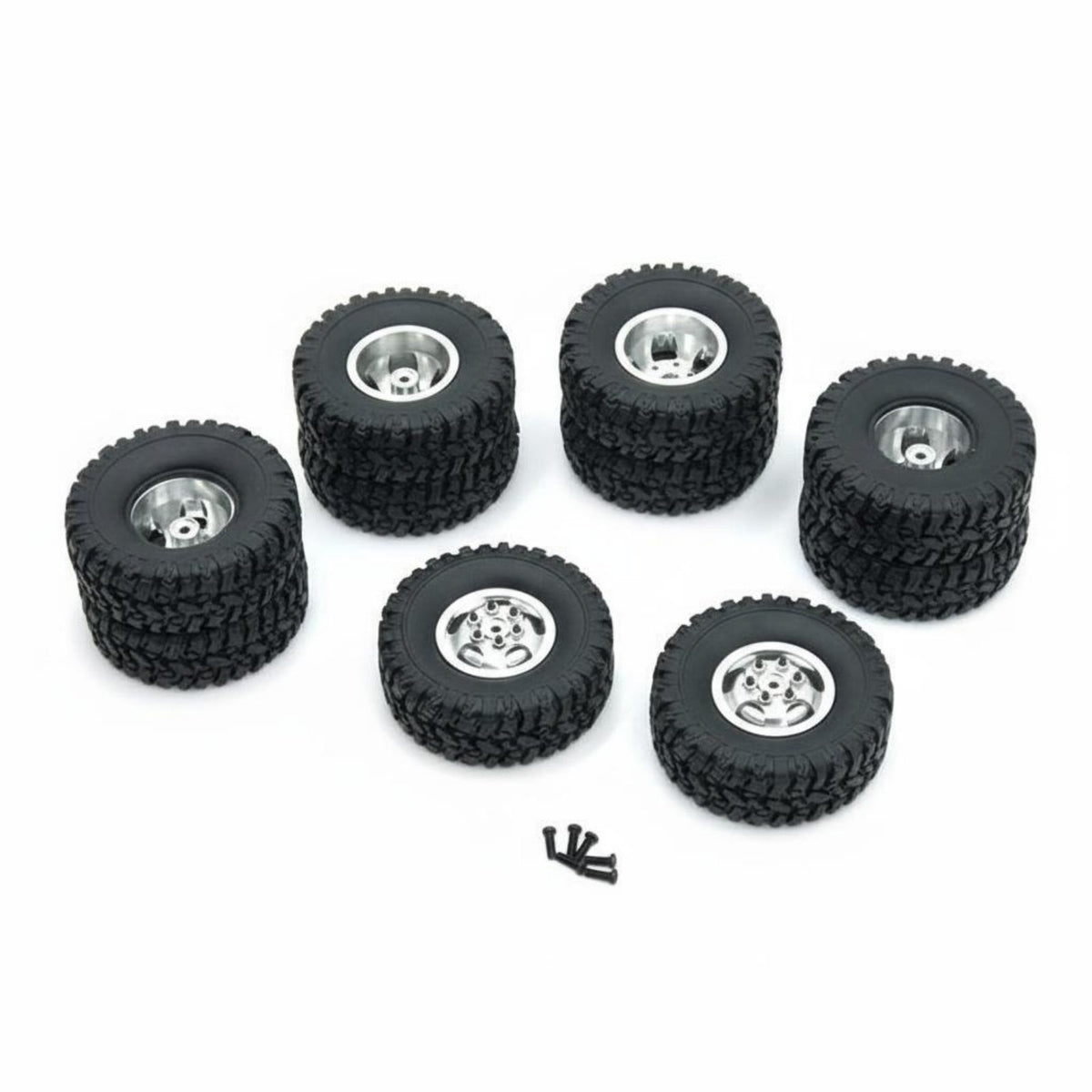 6 Pieces 68mm RC Truck Tires Heavy Duty 6x6 RC Truck Wheel Set Realistic Design Toy Tire for Rock Crawling