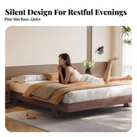 Headboardless Japanese-design Bed Frame Lowlow-height Bedroom Furniture Minimalist Design Mattress Support for Minimalists, Homeowners, Small Living Spaces, Home