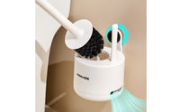 Toilet Brush with Holder Wall-Attached Toilet Brush Mounting without Holes Cleaner for Renters, Lavatory, Small Bathrooms