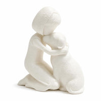 Human and Dog Sculpture Textured Man and Dog Sculpture 3D-Printed Figurine Matte Decor Cute for Shelf, Desk