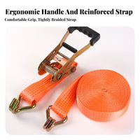 Ratchet Fastening Strap Strong Bearing Capacity Ratchet Strap with Hooks High Break Strength Truck Bed Fastening Strap for Movers, Trailers