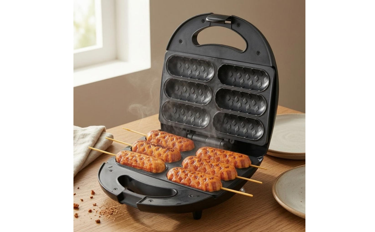 Six-Slot Hot Dogs Machine Easy Clean Electric GrillNo Frying Required Clamshell Grill