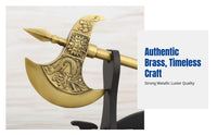 Brass Craft Decor, Mythical Axe Sculpture, Classic Entryway & Living Room Accent