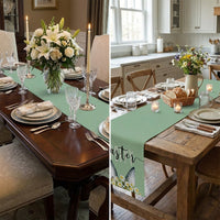 Easter Table Runner Soft Textile Linen Blend Table Runner Machine Washable House Decoration for Party Hosts, Homeowners, Kitchen