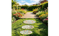 DIY Mosaic Stepping Stone Kit Outdoor Stepping Stone Mold Set Waterproof Mat Round Mold Kit Alphabet Molds