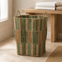 Woven Laundry Container Breathable Rattan Appearance Hamper Space Saving