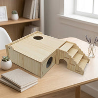 4 Chamber Hamster House with Removable Roof Hamster Hide, Multi-Layer Board Hideaway for Small Animals, Tool Assembly Indoor Shelter