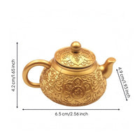 Kettle-Shaped Teapot Ornament Engraved Gold Teapot Ornament Fine Workmanship Home Decor