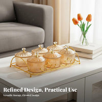 Compartment Snack Platter Multi-Functional Divided Serving Tray Elegant Design Serving Bowls with Tray for Hosts, Living Room, Parties, Holidays