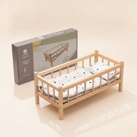 Wooden Doll Bed Miniature Doll Cozy Bed Furniture for Kids, Young Children, Playroom