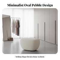 Minimalist Design Pebble-Shaped Pouf Irregular Shape Upholstered Stool Soft Textile Ottoman Multifunctional for Design-Conscious Individuals, Interior Designers, Apartment Dwellers, Dressing Room, Entryway, Walk-in Closet, Bedroom