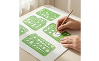 6 Pieces Translucent Stencil Ruler with Geometric Shapes Rounded Corners Drafting Template Ruler Lightweight Geometric Drawing Template Clear for Students, Designers, Architects, Sketching, Schoolwork, Classroom