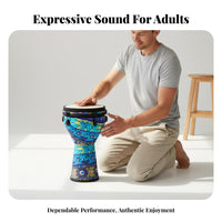 Portable Djembe Ethnic Design Pattern Patterned Djembe Precise Tone Percussion Instrument Gift Idea for Musicians, Music Lovers, Beginners, Musical Performances, Home Practice, Outdoor Gathering, Studio Recording