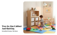 2-in-1 shelf uni-tand Cabinet Rolling Toy Storage Bench Large Capacity children's Furniture Multi-Functional Room Organizer child-safe Design for children, young children, Parents, Playroom, Nursery, Bedroom, Classroom