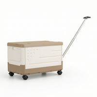 Storage Bin with Pull Rod Foldable Storage Box with Wheels Rolling Book Cart Portable Rolling Tote Mobile for Students