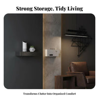 drillcostless Installation Rneatly stored and concealeder vertical surface Mount Space Saving Electronics Holder Clutter Hider surfacemounted Rack wire Management for property owners, Students, Behind TV, Living Room, Small areas, media hub