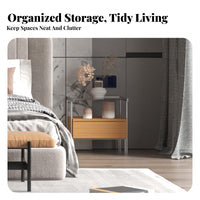 Nordic stylistic Single-Drawer Nightstand Minimalist Design Bedside Cabinet Modern aesthetic Accent Table adaptable Use for Apartment Dwellers, property owners, Students, Bedroom, Living Room, Small areas, Office