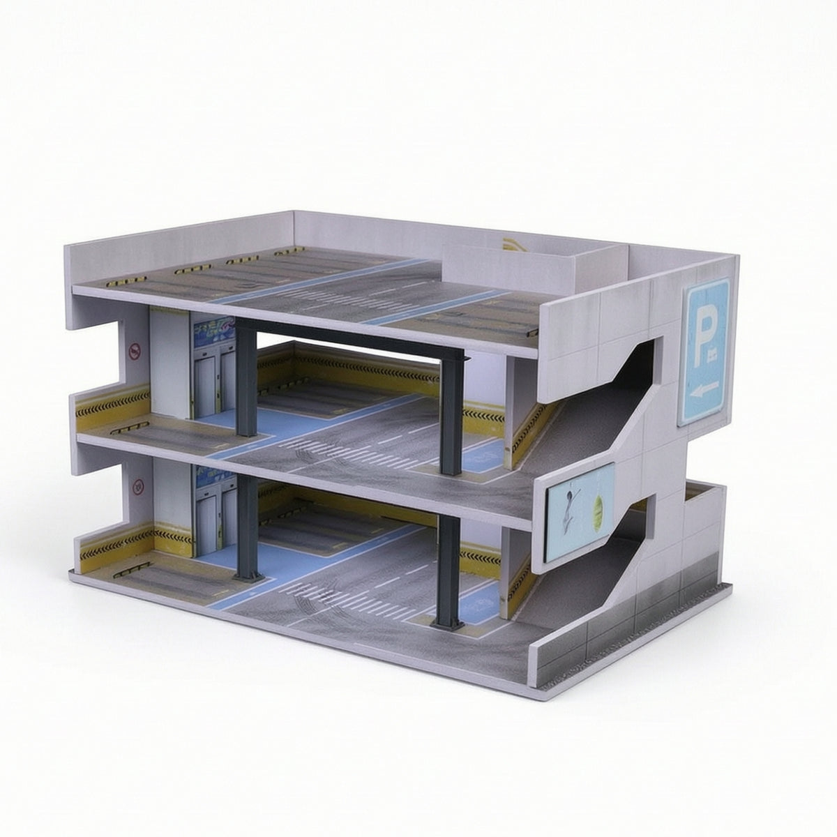 1:64 Parking Building Model Multi-Level Parking Garage Model Realistic Display Scene 3 layer for Collectors, Desk