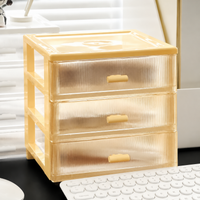 Desktop Storage Letter Case, Document Case, 3 Drawers, Desk Organizer, Plastic, 18L