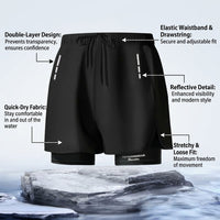 Men's Quick-Dry Polyester Swimming Shorts, Comfortable Trunks for Water Sports and Lakeside Trips
