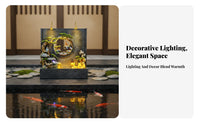 Freestanding Rockery Water Feature Feng Shui Ornament Floor Standing Water Feature Faux Stone Finish Indoor Outdoor Waterfall for Business Owners