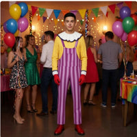 Spotted Clown Costume Striped Clown Suit with Gloves Ruffled Cosplay Outfit Large for Cosplayers