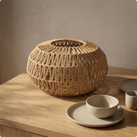 Handmade Braided Overhead Shade Rustic Woven Lampshade Textured Rattan Lampshade