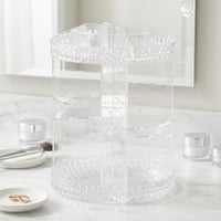 Cosmetic Storage Holder Clear Rotating Organizer Spinning Organizer Multi-Compartment for Makeup Lovers, Dressing Table