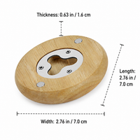 Wall Mounted Bottle Opener, Wooden Home Bar Accessories with, Round 6.5cm Beer Opener for Man Cave, Home