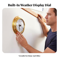 4 Pieces Pressure Gauge Thermometer Hygrometer Clock Set Wall Mount Pressure Gauge Thermometer Hygrometer Clock Oceanic Climate