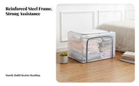 Transparent viewing panel Foldable textile Box Large Capacity foldable Shelf container Stackable Closet Organizer Reinforced Handles for Students, homeowners, Bedroom, Moving House, Dorm Room, Under Bed
