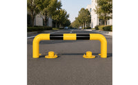 Black Warning Bands U-Shaped Parking Barrier Yellow Steel Pipe Guardrail Floor Plate Detachable Base Guardrail High Visibility for Roadway Intersection