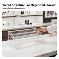 Clear Acrylic Display Rack High Clearness Multi-Tier Nail Polish Organizer Tiered Nail Polish Stand Space Saving for Vanity