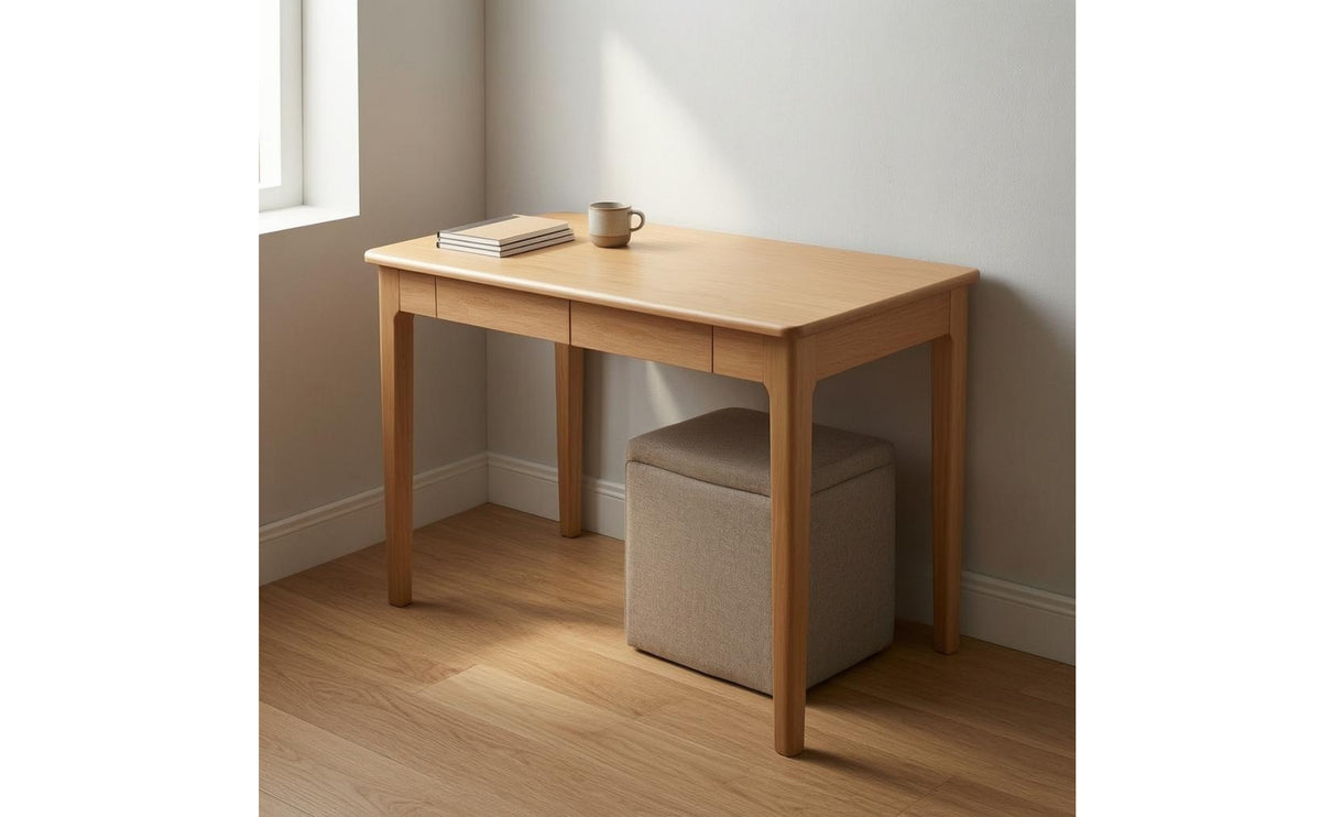 Minimalist Wooden Desk Rounded Corners Solid Wood Desk Smooth Surface Furniture