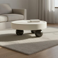 2 Pieces Minimalist Design Modern Coffee Table Set with Storage Designer Aesthetic Accent Furniture Creative Shape for Living Room