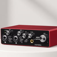 Audio Stream input/output Compatible USB Audio Interface Phantom Power Audio Interface with Combo Inputs Desktop External Sound Card Compact for Musicians, Vocalists, Home Studio