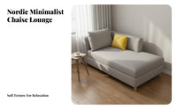 Nordic Design Upholstered Chaise Sofa Removable and Washable Cover Upholstered Chaise Lounge Solid Wood Frame Small Apartment Sofa Easy Assembly for Hotel Owners, Homeowners, Readers, Guest House, Bedroom, Home Pale Ice