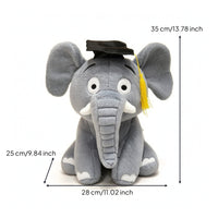 Stuffed Elephant with Graduation Cap Commemorative for Study Room, Students