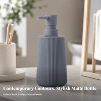 Cylindrical Ribbed Soap Dispenser Lightweight Plastic Soap Dispenser BPA-Free Plastic Safe Cosmo Round Bottle Protection